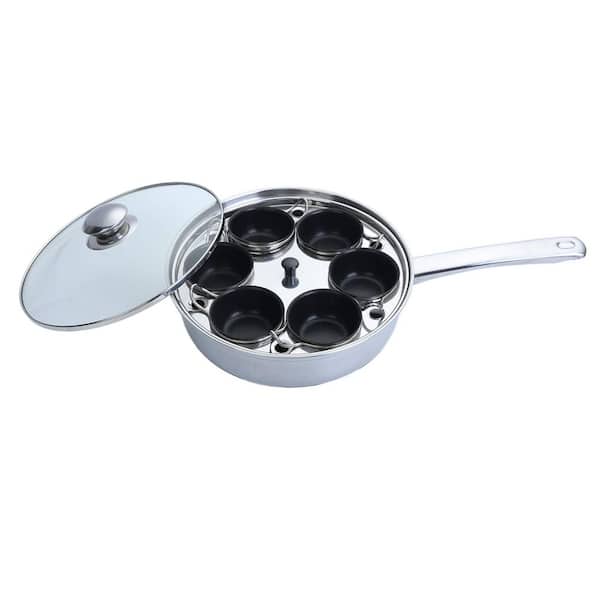 Egg Poacher, Stainless Steel Poached Egg Cooker, Induction Egg Poacher Set, 6 Nonstick PFOA-Free Cups & Silicone Spatula