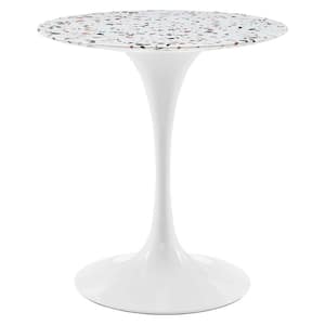 Lippa 28 in. Round Terrazzo Dining Table In White White