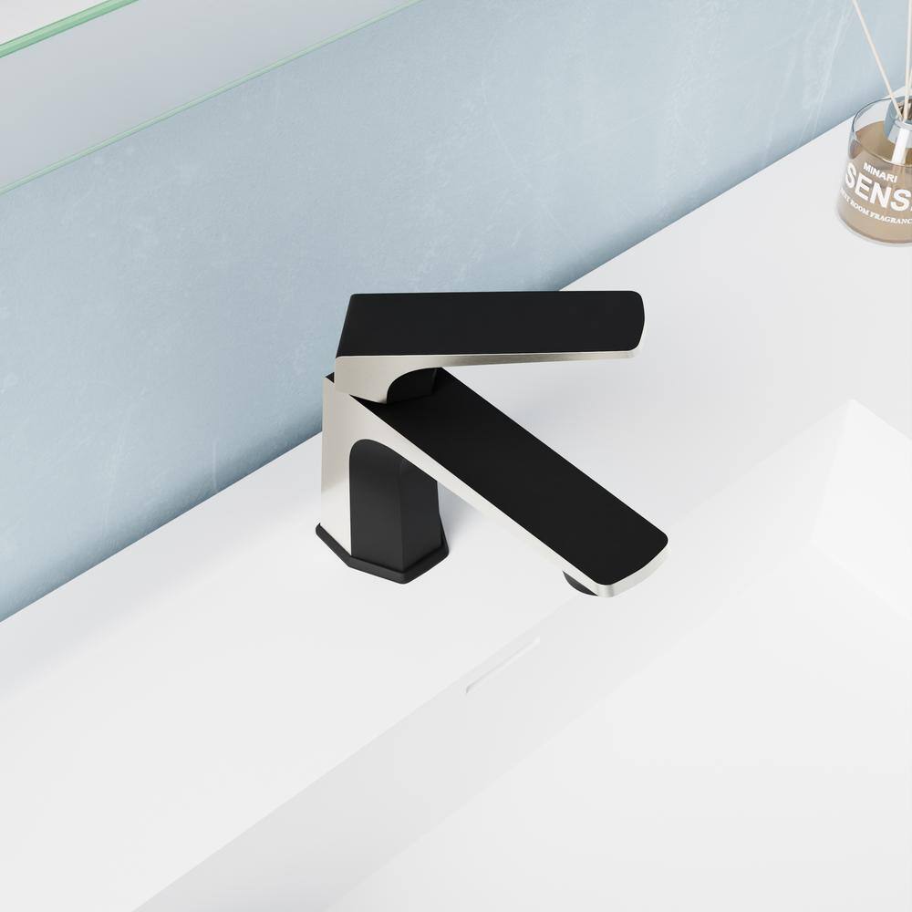 Matte Black and Brushed Nickel Single Handle Bathroom Faucet