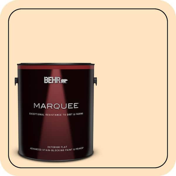 BEHR MARQUEE 1 gal. #320C-2 Cream Yellow Flat Exterior Paint & Primer