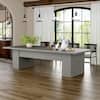 FUFU&GAGA Wooden Gray Wood Grain 118 in. Width Rectangle Double Pedestal Double-based Dining Table for 10 KF210253-034
