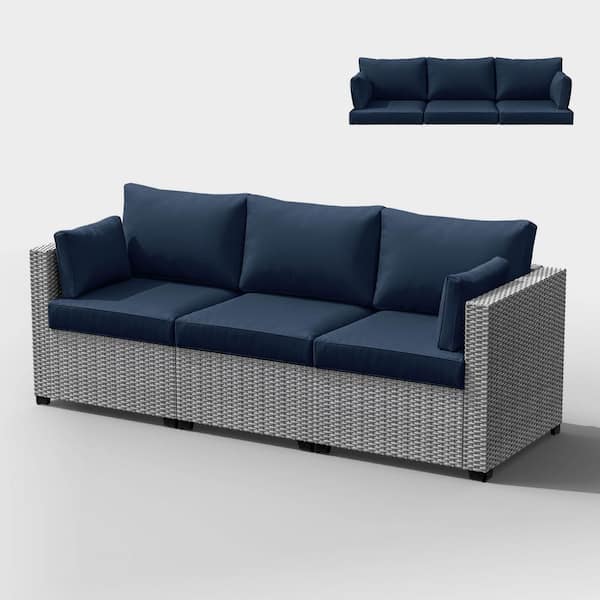25.6 in. x 23.6 in. x 4 in. (8-Piece) Deep Seating Outdoor Lounge Chair Sofa Cushion with Lumber Pillow Cushion Navy