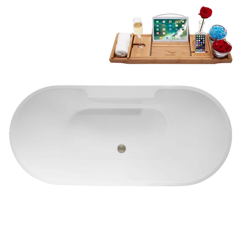 63" White Acrylic Freestanding Double Slipper Soaking Tub