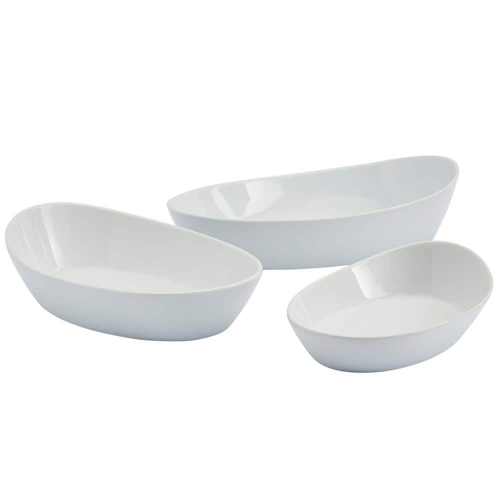 Denmark White Oval Nesting Bowl (Set of 3) TTUH4428EC The Home Depot