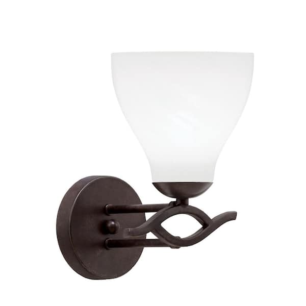 Unbranded Revo 1-Light Dark Granite Wall Sconce 6.25 in. White Marble Glass
