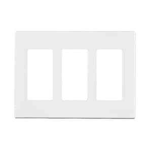 3-Gang White Duplex Outlet/Receptacle Polycarbonate Standard Screwless Wall Plate (1-Pack) 80311-00W