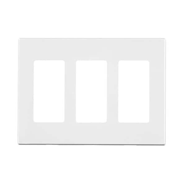 Leviton 3-Gang White Duplex Outlet/Receptacle Polycarbonate Standard Screwless Wall Plate (1-Pack) 80311-00W