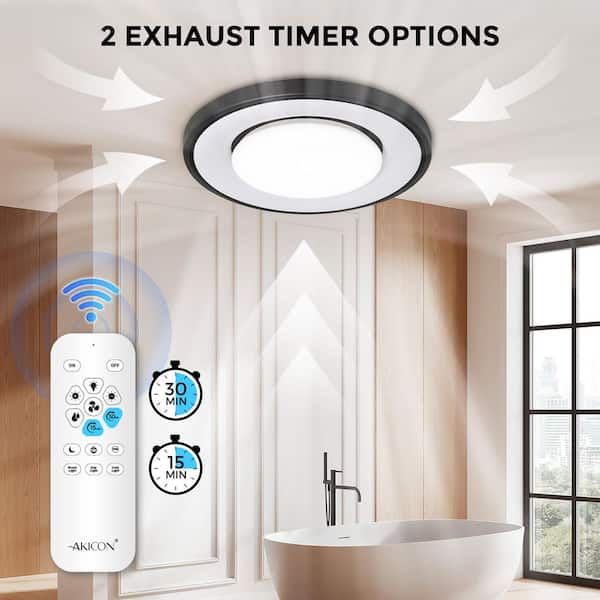 RGB4 Decorative Black 110 CFM 1.5 Sone Ceiling Bathroom Exhaust Fan with RGB Light, Remote, No Wall Switch Required