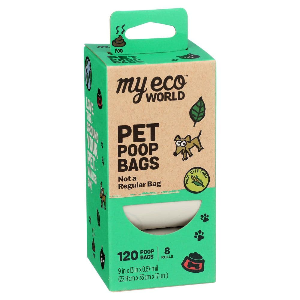 MyEcoWorld 9 x 13 in. Home Compostable Pet Waste-Bags, 8-Rolls of