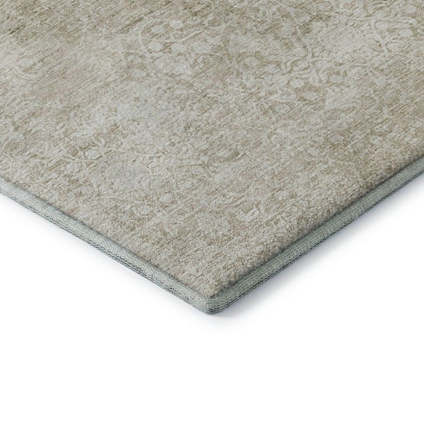 Mayfield Premium Machine Washable Abstract AMF1763 Beige 2 ft. 3 in. x 7 ft. 6 in. Runner Rug