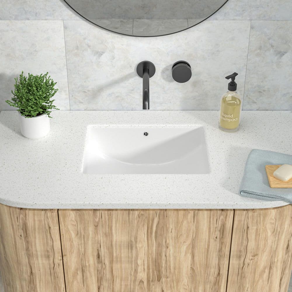 19.5" White Rectangular Ceramic Undermount Bathroom Sink