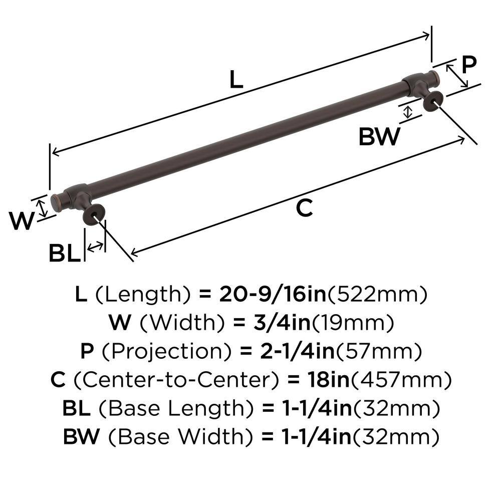 Winsome 18'' Oil Rubbed Bronze Appliance Pull with Mounting Hardware