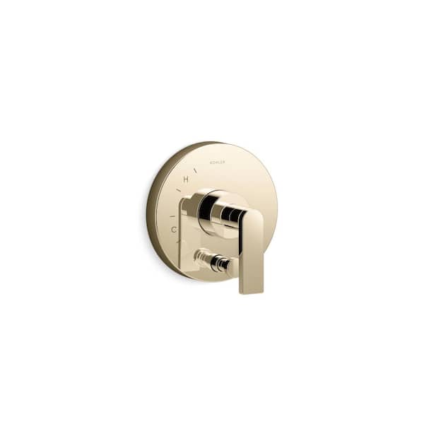 KOHLER Composed Rite-Temp Valve Trim With Push-Button Diverter And Lever Handle in Vibrant French Gold