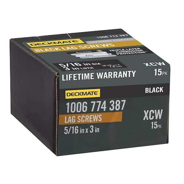 5/16 in. x 3 in. Black Exterior Hex Head Lag Screw (15-Pack)