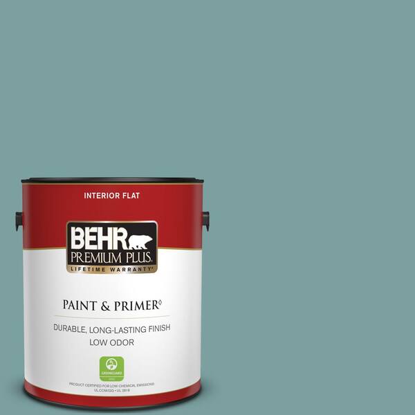 BEHR PREMIUM PLUS 1 gal. #S440-4 Tower Bridge Flat Low Odor Interior Paint & Primer