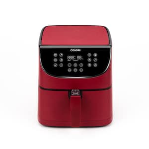 Premium 5.8 Qt. Red Air Fryer with Skewer Rack Set