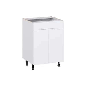 Fairhope Bright White Slab Assembled Vanity Sink Base Cabinet with False Front (24 in. W x 34.5 in. H x 21 in. D)