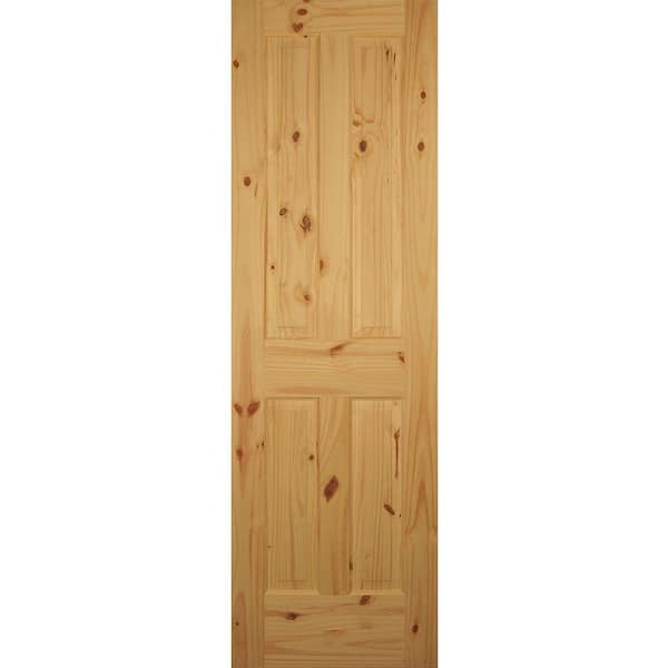 Builders Choice 24 in. x 80 in. 4-Panel Solid Core Unfinished Knotty Pine Wood Interior Door Slab