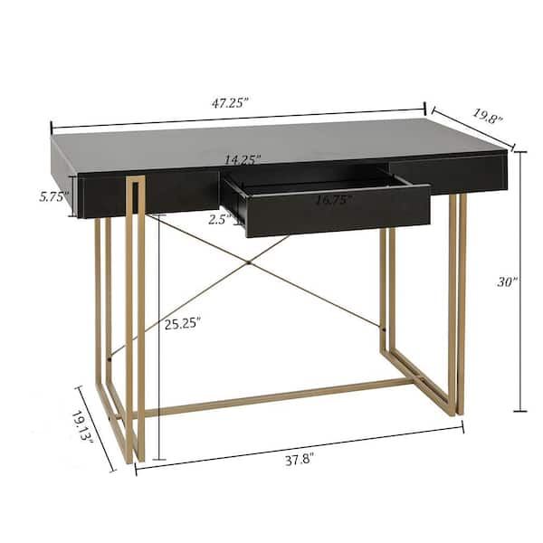 Free Shipping on 1600mm Modern Black Home Office Desk with Drawers