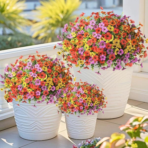 13.6 in. Multi-Colored Outdoor Artificial Orchid Flower 12 Bundles