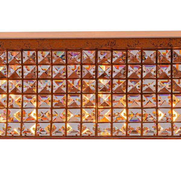 ZYZWMB 35 in. 5-Light Vintage Antique Brass Rectangle Crystal
