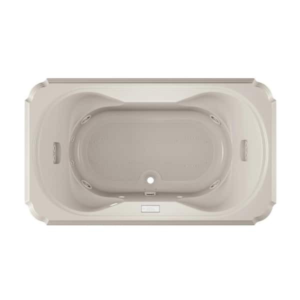 JACUZZI Marineo Salon Spa 72 in. x 42 in. Rectangular Combination Bathtub with Center Drain in Oyster