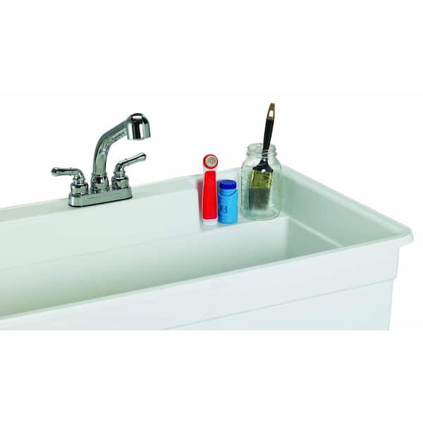 BigTub - Utilatub Combo 40 in. x 24 in. 33 in. Polypropylene Floor Mount Utility Tub with Pull-Out Faucet in White