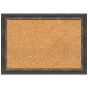 Bark Rustic Char 41.12 in. x 29.12 in Framed Corkboard Memo Board