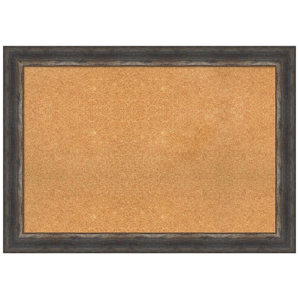 Amanti Art Bark Rustic Char 41.12 in. x 29.12 in Framed Corkboard Memo ...