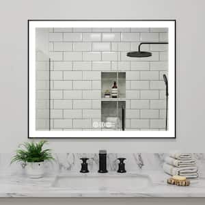MOC 40 in. W x 32 in. H Large Rectangular Framed LED Lighted Wall Mount Bathroom Vanity Mirror with Memory Function