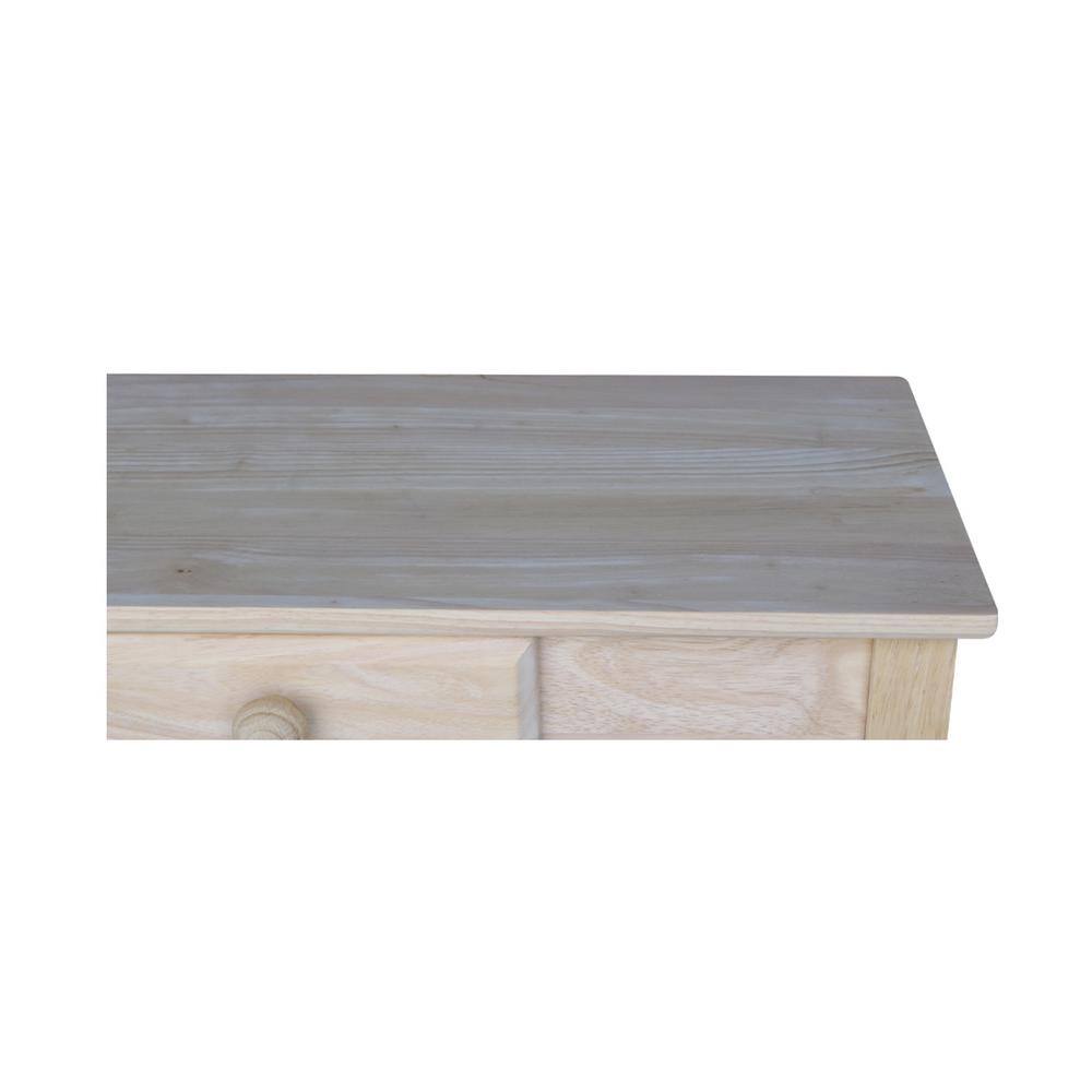 Unfinished Parawood Rectangular Hall Table with Drawer