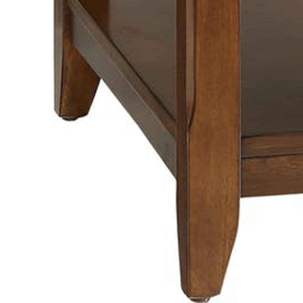 Bertie Transitional Walnut Brown Side Table with Storage