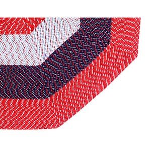 Country Stripe Braid Collection Americana Stripe 96" Octagonal 100% Polypropylene Reversible Area Rug
