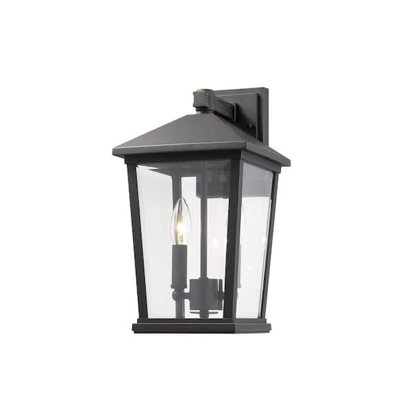 Unbranded Beacon Oil Rubbed Bronze Outdoor Hardwired Lantern Wall Sconce with No Bulbs Included
