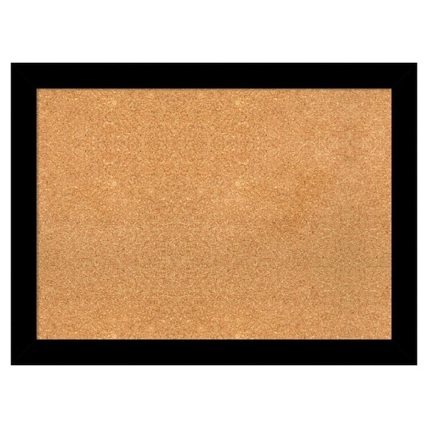 Amanti Art Brushed Black Natural Corkboard 31 in. x 23 in. Bulletin Board Memo Board