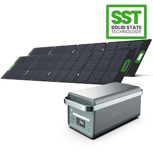 Solid-State Solar Battery Generator 4,000W (2,611Wh) Button Start with 400W (2x 200W) Solar Panels, Camping, Home, RV