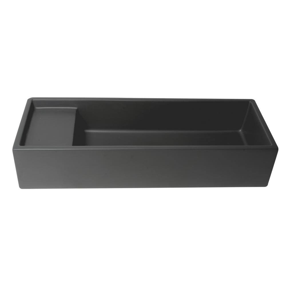 Matte Black Ceramic Rectangular Above-Counter Bathroom Sink