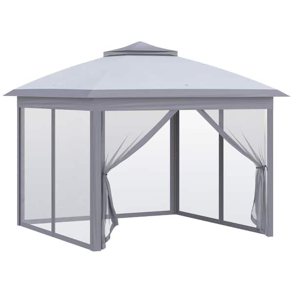 Sudzendf 11 ft. x 12 ft. Grey Pop Up Canopy Tent with
