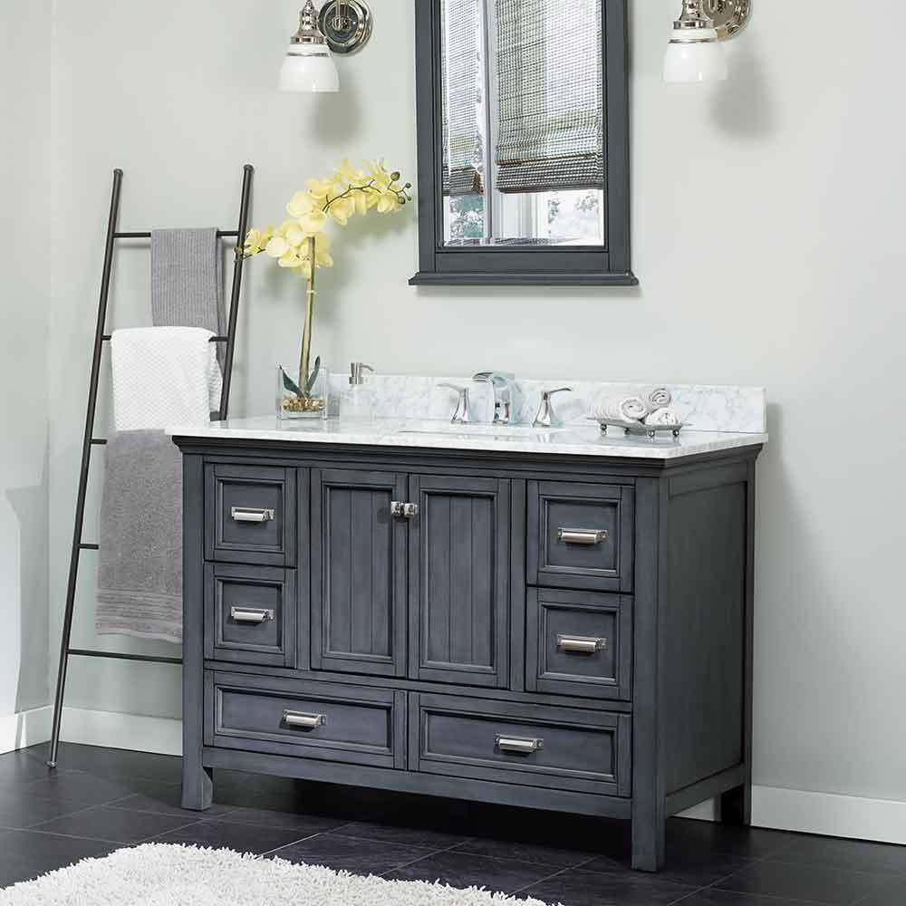 Brantley Harbor Blue Wood Framed Bathroom Vanity Mirror