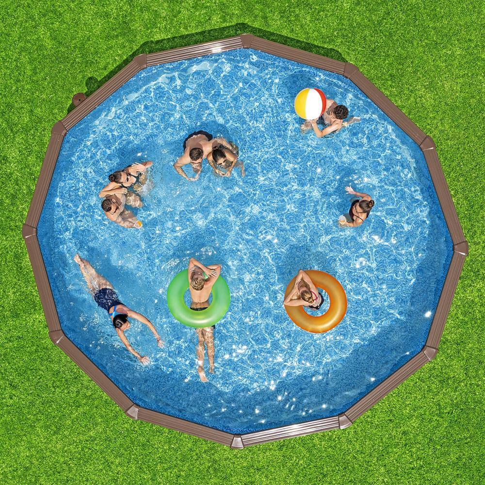 Hydrium 18' x 52" Round Steel Wall Above Ground Pool Set with Filter and Pump