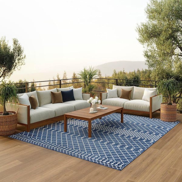 Positano Navy Blue 6 ft. x 9 ft. Moroccan Contemporary Area Rug