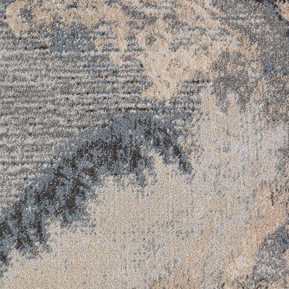 Gray and Beige Abstract Synthetic Rectangular Area Rug 3' x 5'