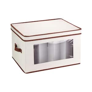 Natural Canvas Window Storage Box with Lid