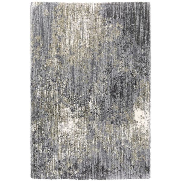 5 X 8 Gray, Ivory Abstract Washable Area Rug Runner Rug