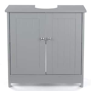 Modern Under Sink Storage Cabinet with Doors Bathroom Vanity Furniture 2 Layer Organizer Grey