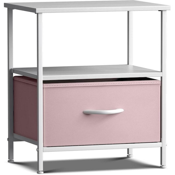 Sorbus 1-Drawer Pink Nightstand 18.37 in. H x 15.75 in. W x 15.75 in. D