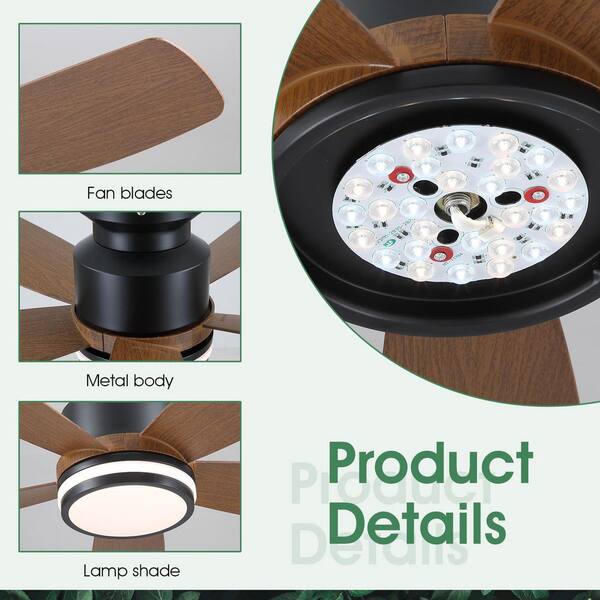 Kviflon 41 in. Indoor/Outdoor Flush Mount Black Ceiling Fan with