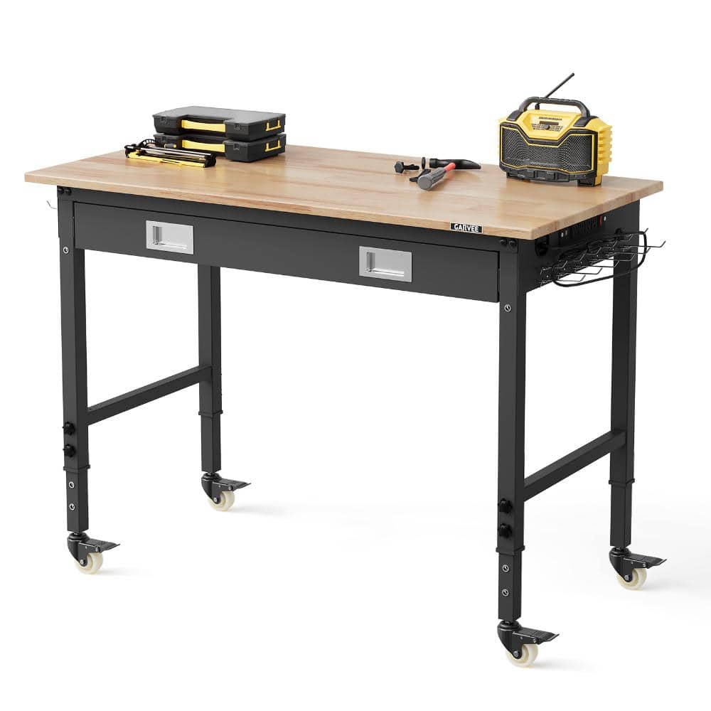 Heavy Duty Adjustable Workbench with ETL Outlets, 2000 lb Capacity, Rubberwood Top for Garage Organization price history on PriceWatchPro