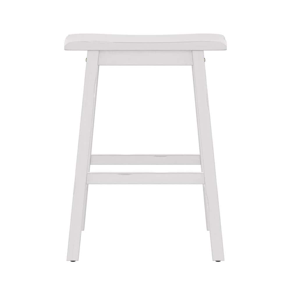 Sea White 24" Backless Saddle Wood Counter Stool