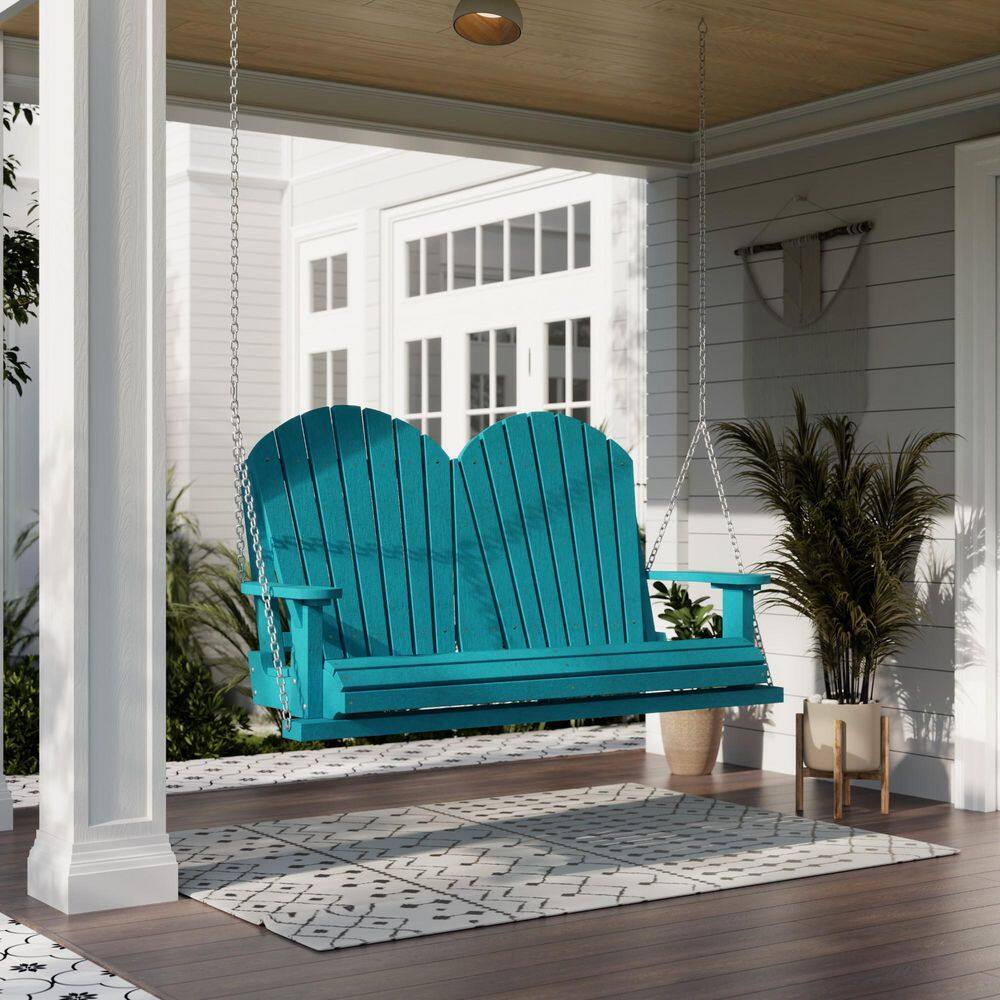 Aruba Blue HDPE 2-Person Outdoor Porch Swing